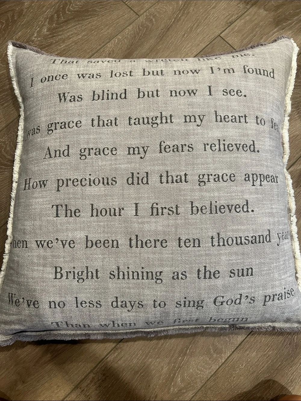 Printed Script Accent Pillow in Beige - Brand: